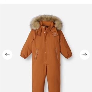 Reima snowsuit for Kids'- Cinnamon Orange Snowsuit with Faux Fur Trim